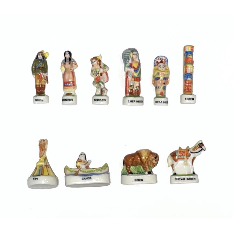 Série complète de 10 fèves Les rois du tipi 1997