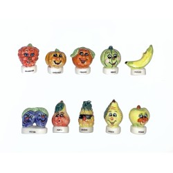 Série complète de 10 fèves Rigolos les fruités 2002