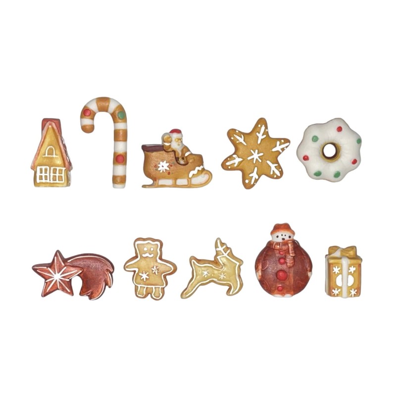 Série complète de 10 fèves Objets pains d'épices 2010