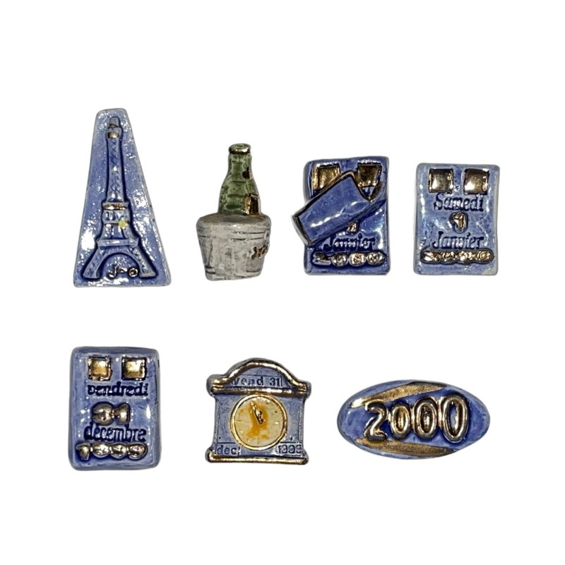 Série complète de 7 fèves An 2000 bleu 2000