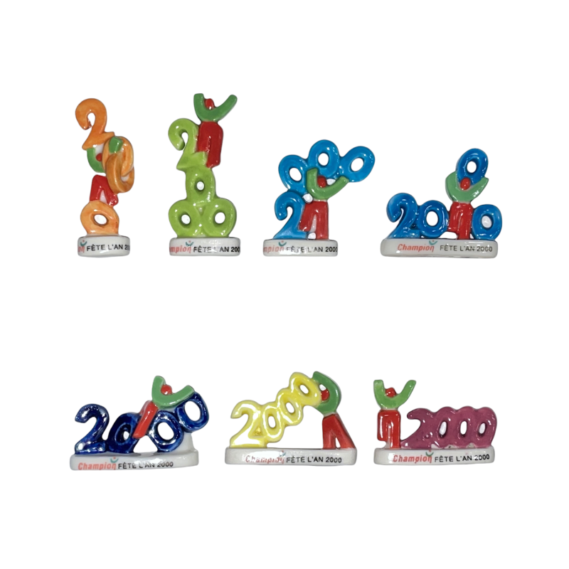 Série complète de 7 fèves Champion fête l'an 2000