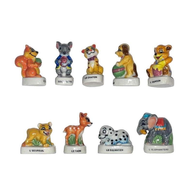 Série complète de 9 fèves Les petits animaux 1999