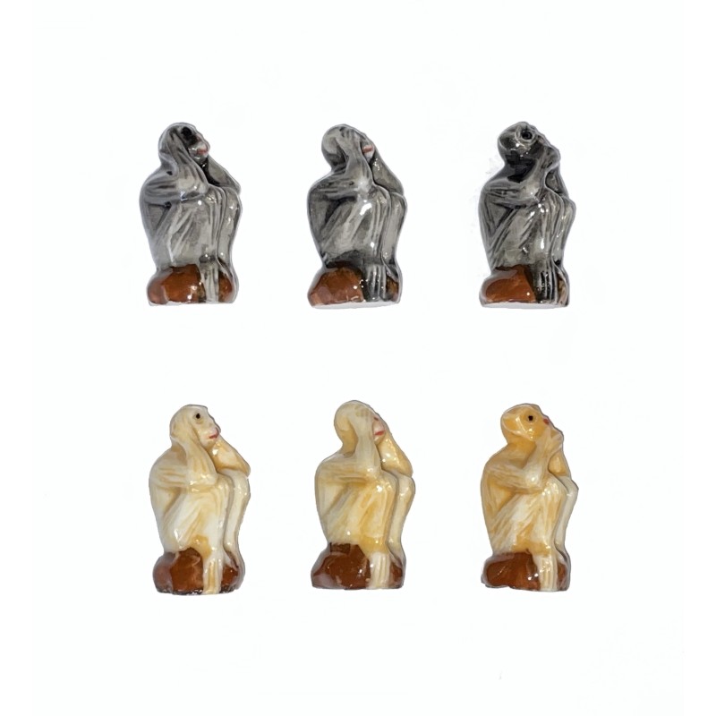 Série complète de 6 fèves Les singes sages