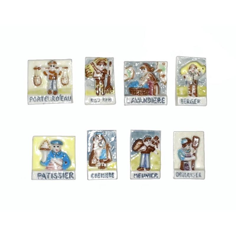 Série complète de 8 fèves Anciens métiers 1995