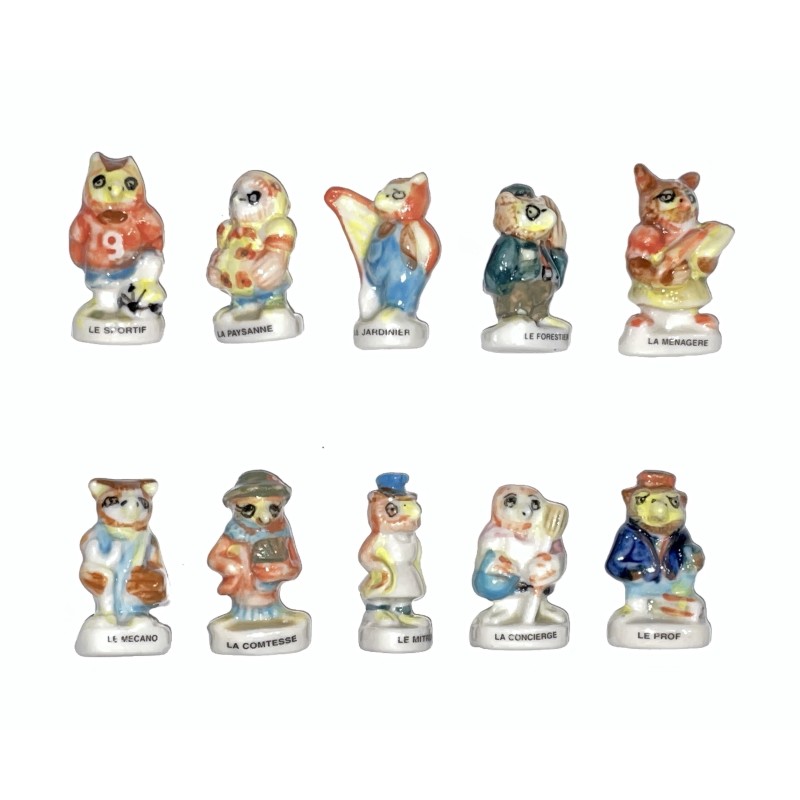 copie de Série complète de 10 fèves Les chouettes III 1997