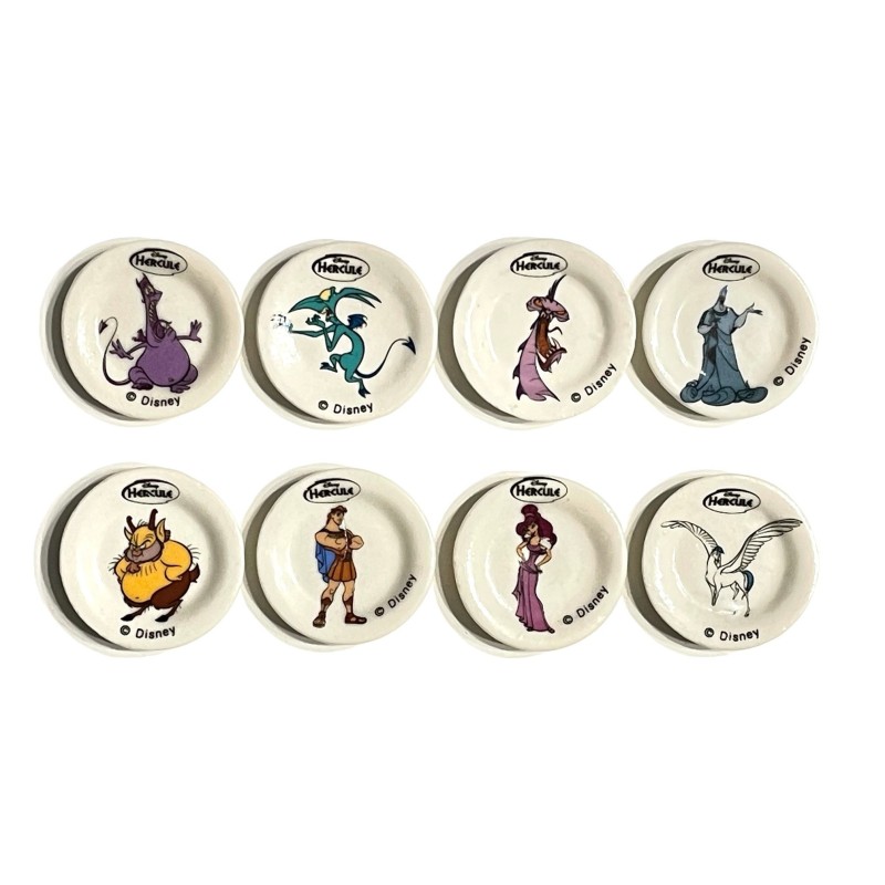 Série complète de 8 fèves Assiettes Hercule Disney 1998