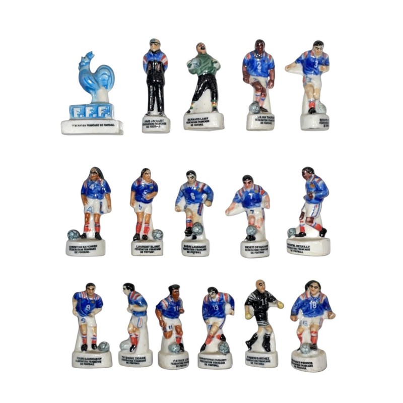 Série complète de 16 fèves Fédération française de football 1998