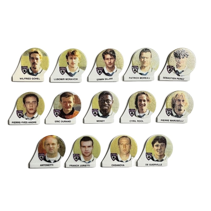 Série complète de 14 fèves Équipe de Bastia 1998