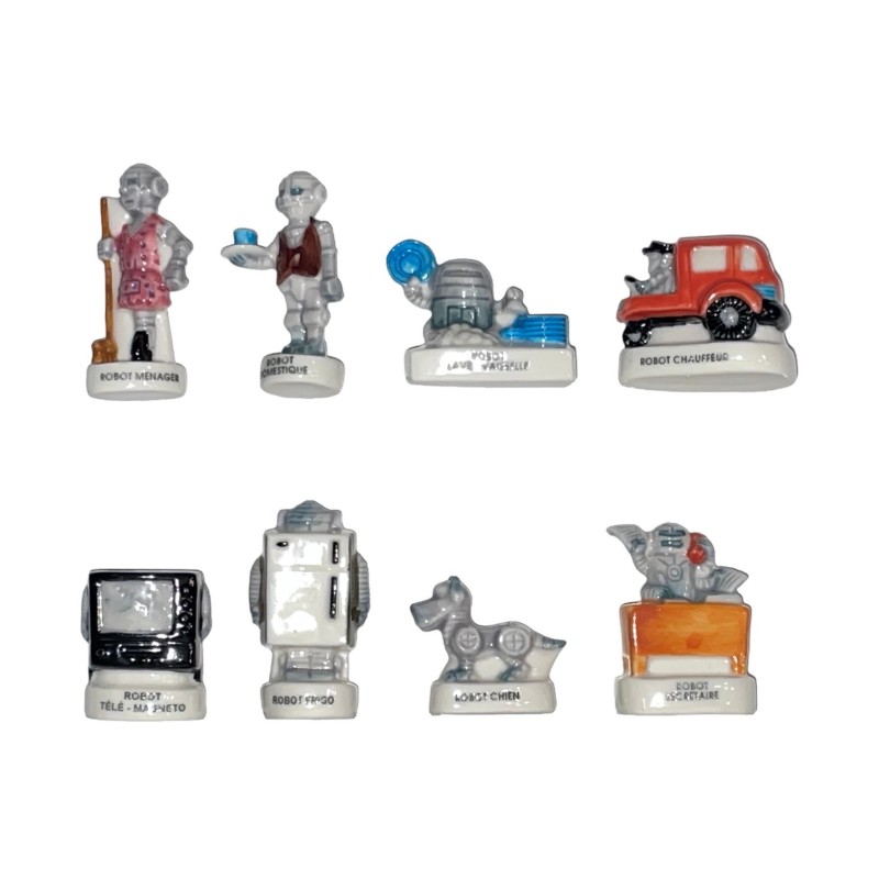 Série complète de 8 fèves Les robots Pré-série 2000