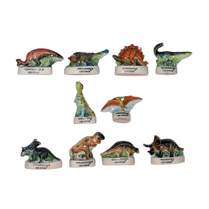Série complète de 10 fèves Les dinos 2001