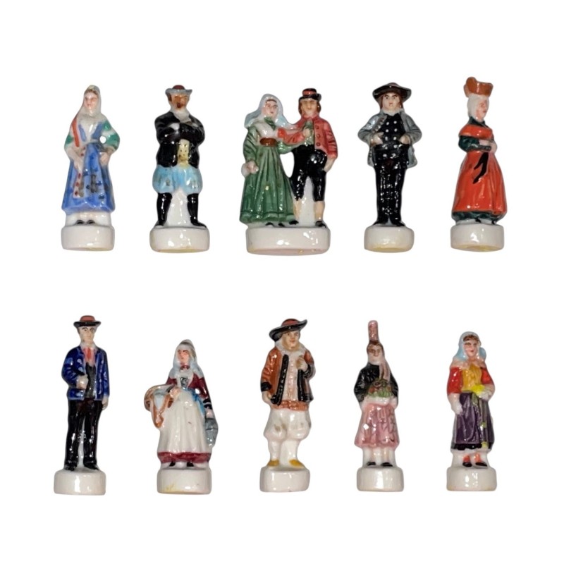 Série complète de 10 fèves Les costumes bretons 2002