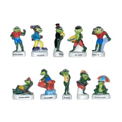 Série complète de 10 fèves Vacances de grenouilles 2002