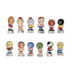 Série complète de 12 fèves Les rois du ballon 2002