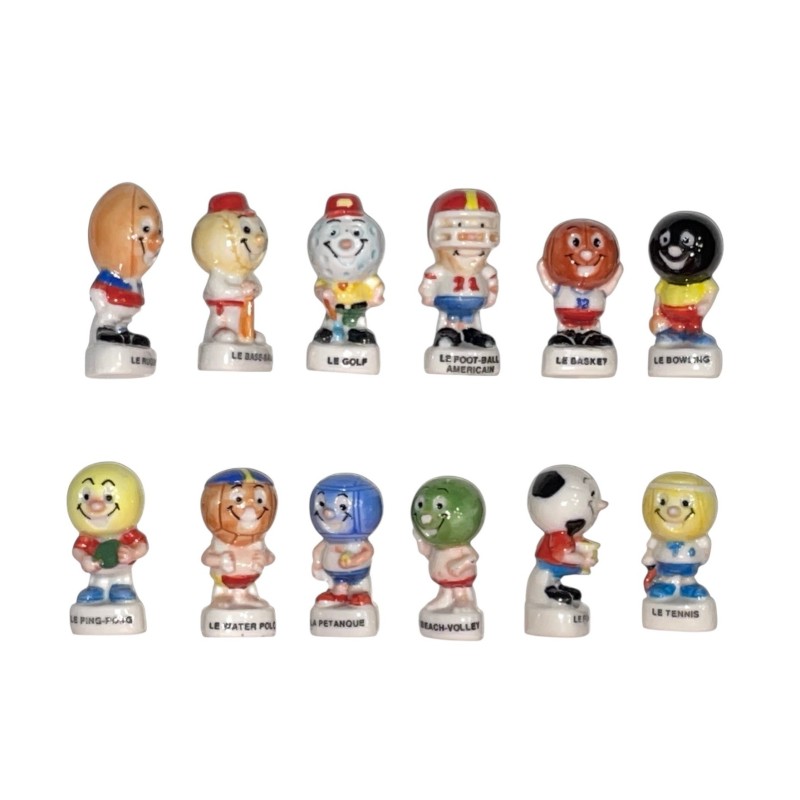 Série complète de 12 fèves Les rois du ballon 2002