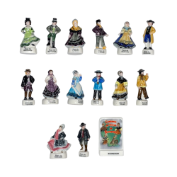 Série complète de 15 fèves Costumes du terroir de Bourgogne 2002