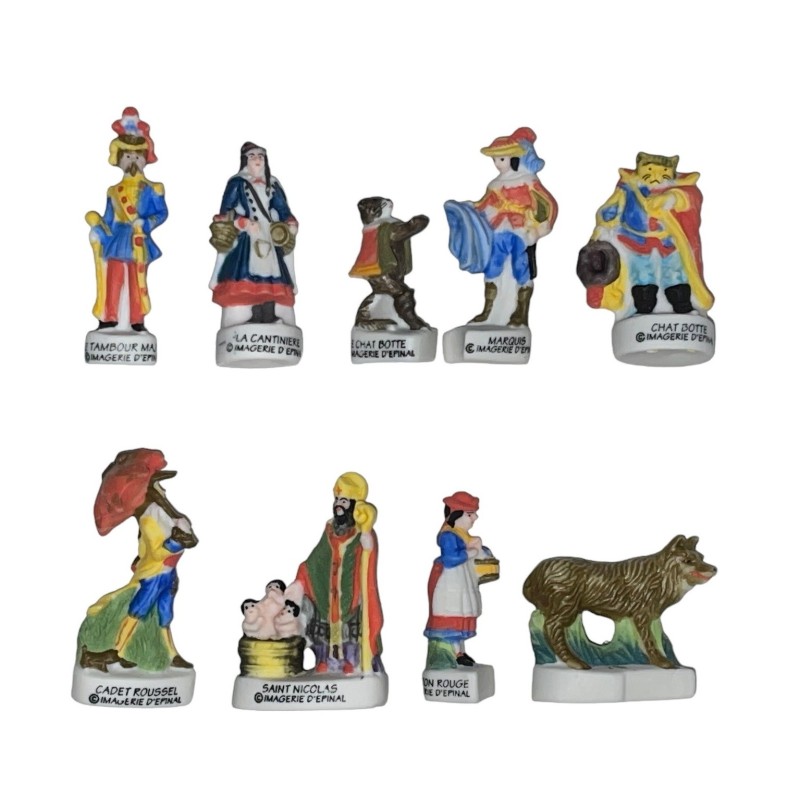 Série complète de 9 fèves Images d'Epinal 2003