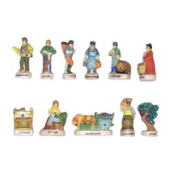 Série complète de 11 fèves La vie du vin 2003