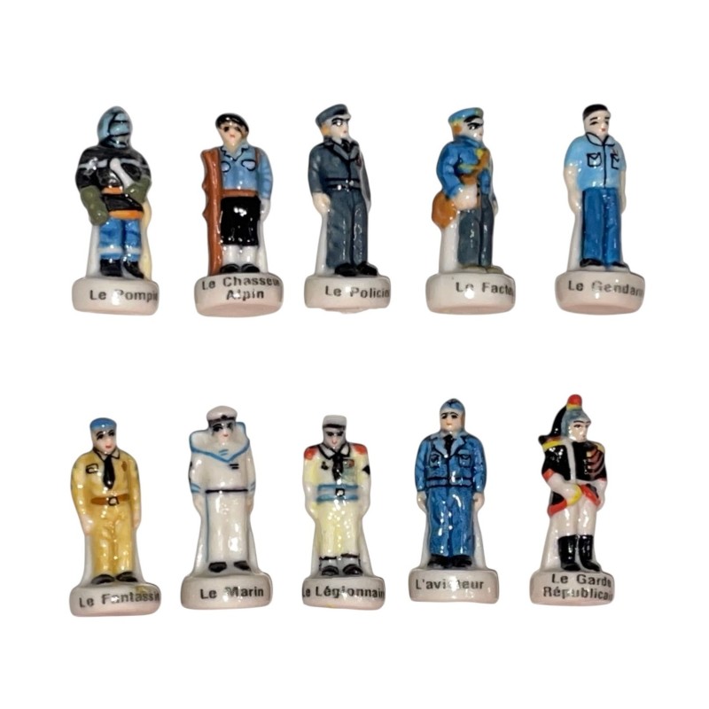 Série complète de 10 fèves Les uniformes 2003