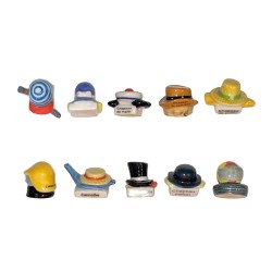 Série complète de 10 fèves Les chapeaux 2003