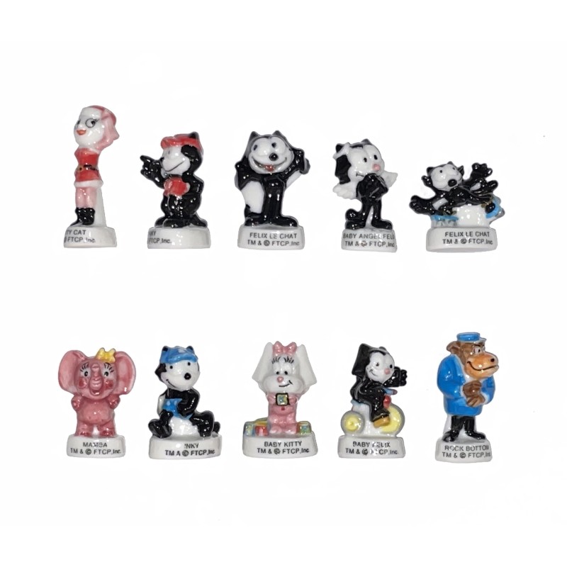 Série complète de 10 fèves Félix le chat 2004