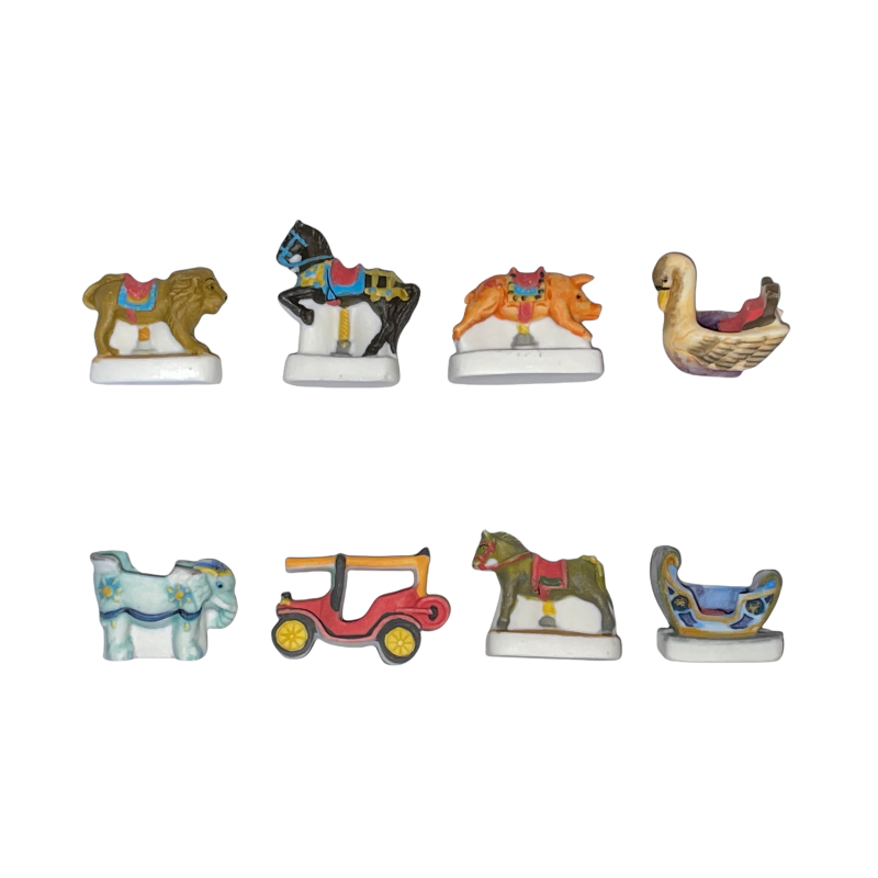 Série complète de 8 fèves Le manège ancien 2004