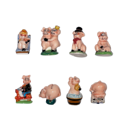 Série complète de 8 fèves Le cochon roi d'un jour 2004