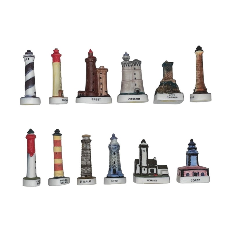 Série complète de 12 fèves Phares de France 2005