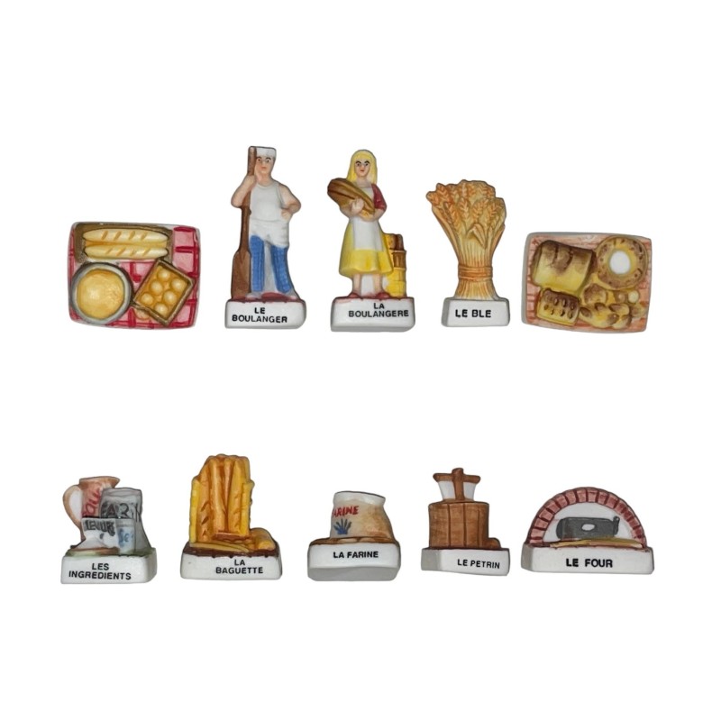 Série complète de 10 fèves La fabrication du pain 2005