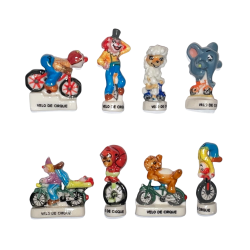 Série complète de 8 fèves Les vélos de cirque I 2005