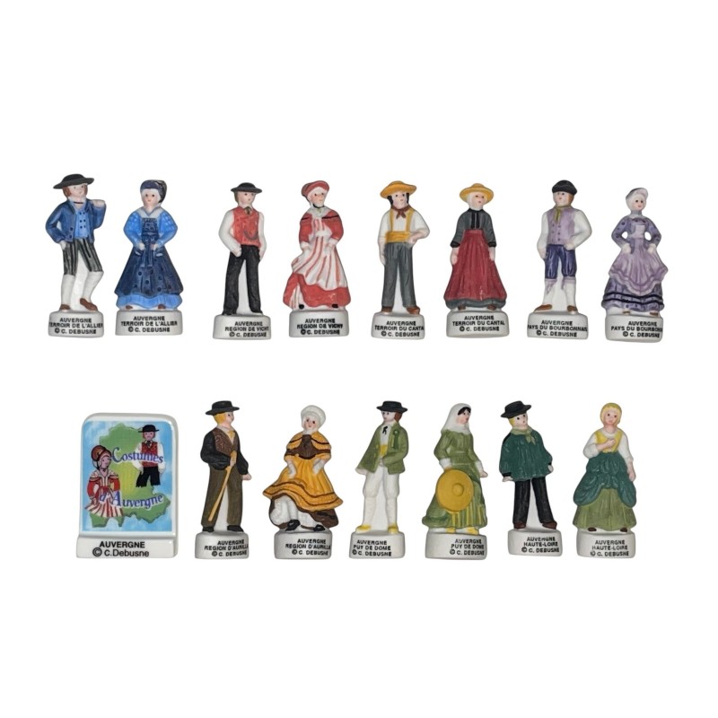 Série complète de 15 fèves Costumes d'Auvergne Pré-série 2005