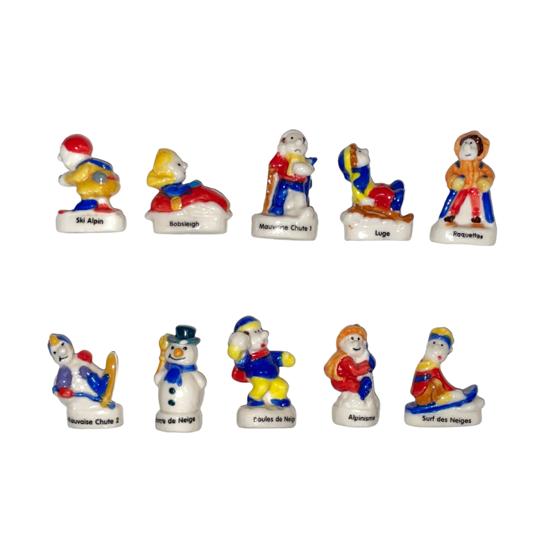 Série complète de 10 fèves Pasquier - Les sports d'hiver 2006