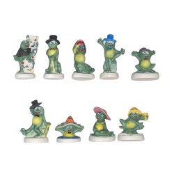 Série complète de 9 fèves Réveillon de grenouilles 2006