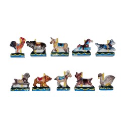 Série complète de 10 fèves Les animaux de manège 2006