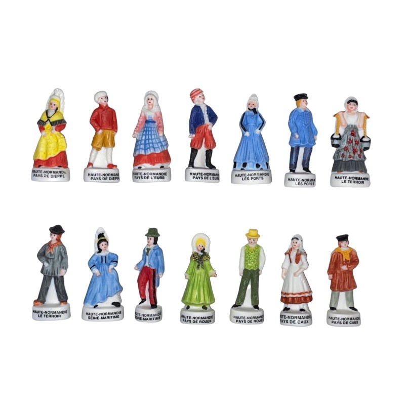 Série complète de 14 fèves Costumes Haute Normandie 2006