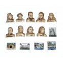 Série complète de 14 fèves Célébrités et Monuments des Deux-Sèvres brun