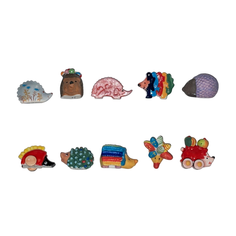 Série complète de 10 fèves Hérissons en folie 2010