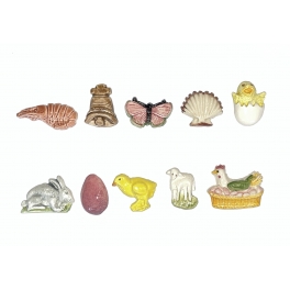 Complete set of 10 feves Pâques pin's