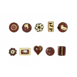 Série complète de 10 fèves Gâteaux chocolat