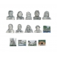 Complete set of 14 feves Célébrités et Monuments des Deux-Sèvres gris