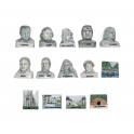 Complete set of 14 feves Célébrités et Monuments des Deux-Sèvres gris