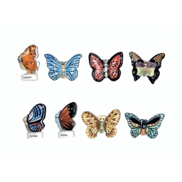 Série complète de 8 fèves Papillon vole III