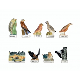 Série complète de 9 fèves Les oiseaux prestigieux