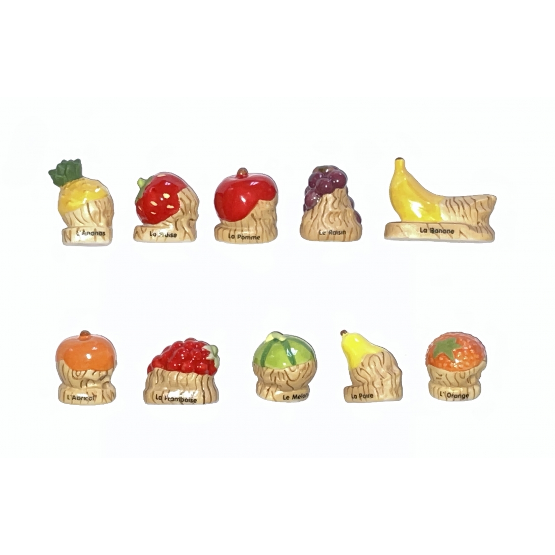 Série complète de 10 fèves Fruités en bois - Fabofolie's.com