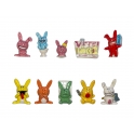 Complete set of 10 feves Humour de lapin