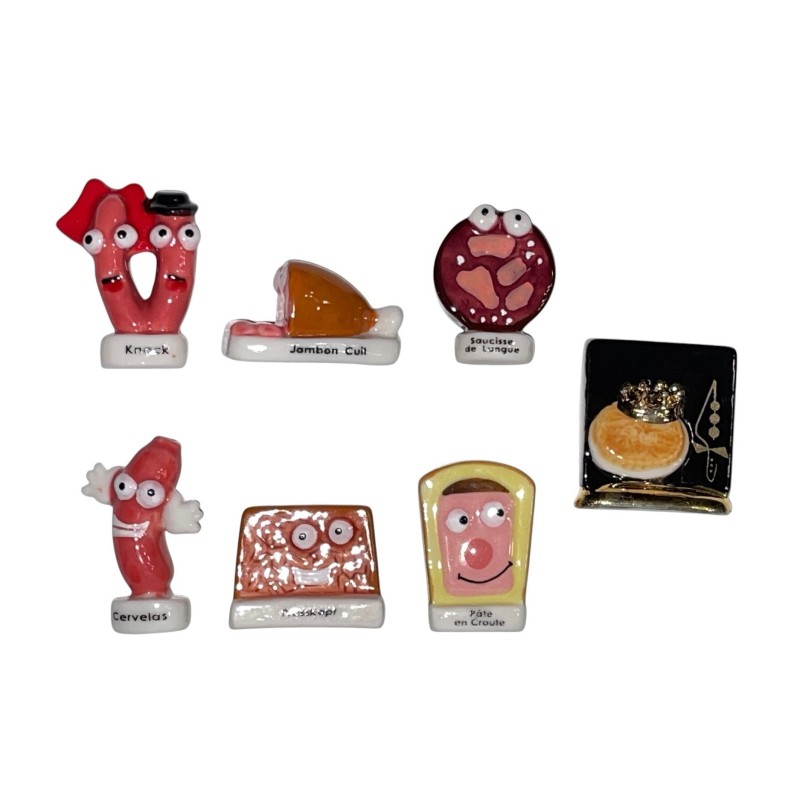 Série complète de 7 fèves Bouchers et charcutiers du Bas Rhin + Fève gagnante 2017