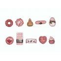 Complete set of 10 feves Collection ruby , chocolat rose