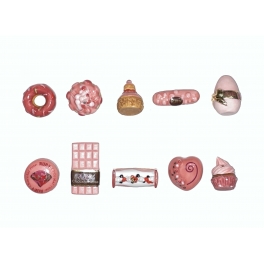 Série complète de 10 fèves Collection ruby , chocolat rose