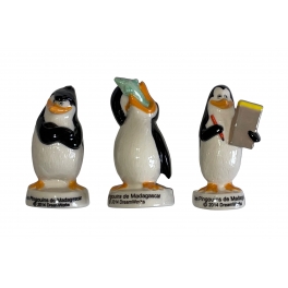 Complete set of 3 medium feves Les pingouins de Madagascar