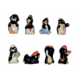 Série complète de 8 fèves Les pingouins