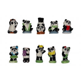 Complete set of 10 feves Pandas